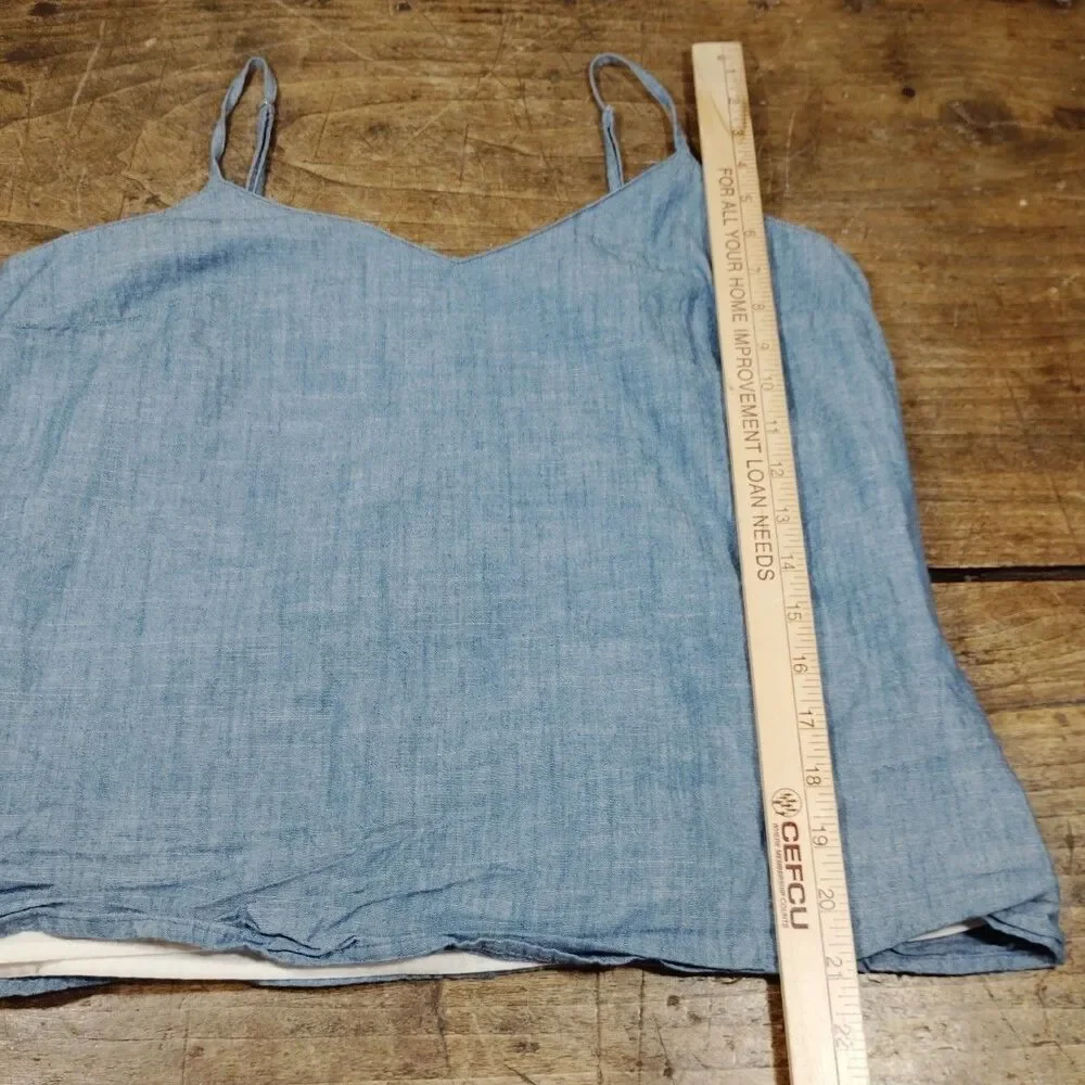 J Crew Womens Sz 8 Cotton Reimagined Sleeveless Tank Top Blouse Blue Chambray